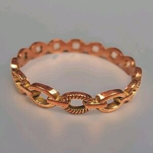 Copper Bangle Bracelet Fancy Chain Link Design Textured
